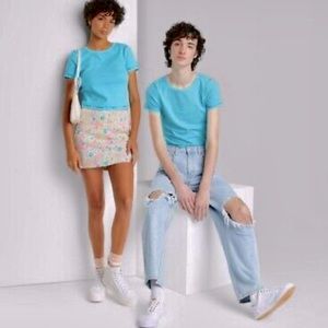 Women's Short Sleeve Fitted Tshirt Wild Fable Aqua Blue